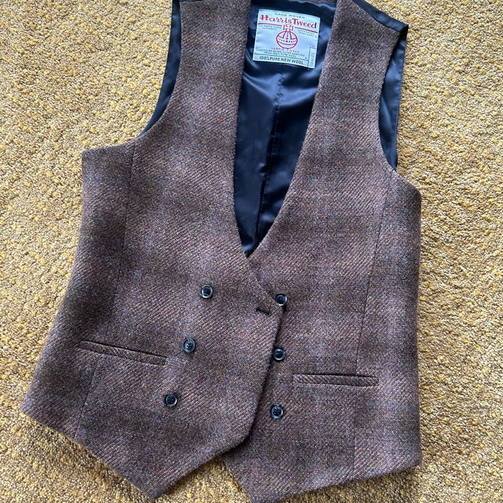 Harris Tweed Brown Wool Vest